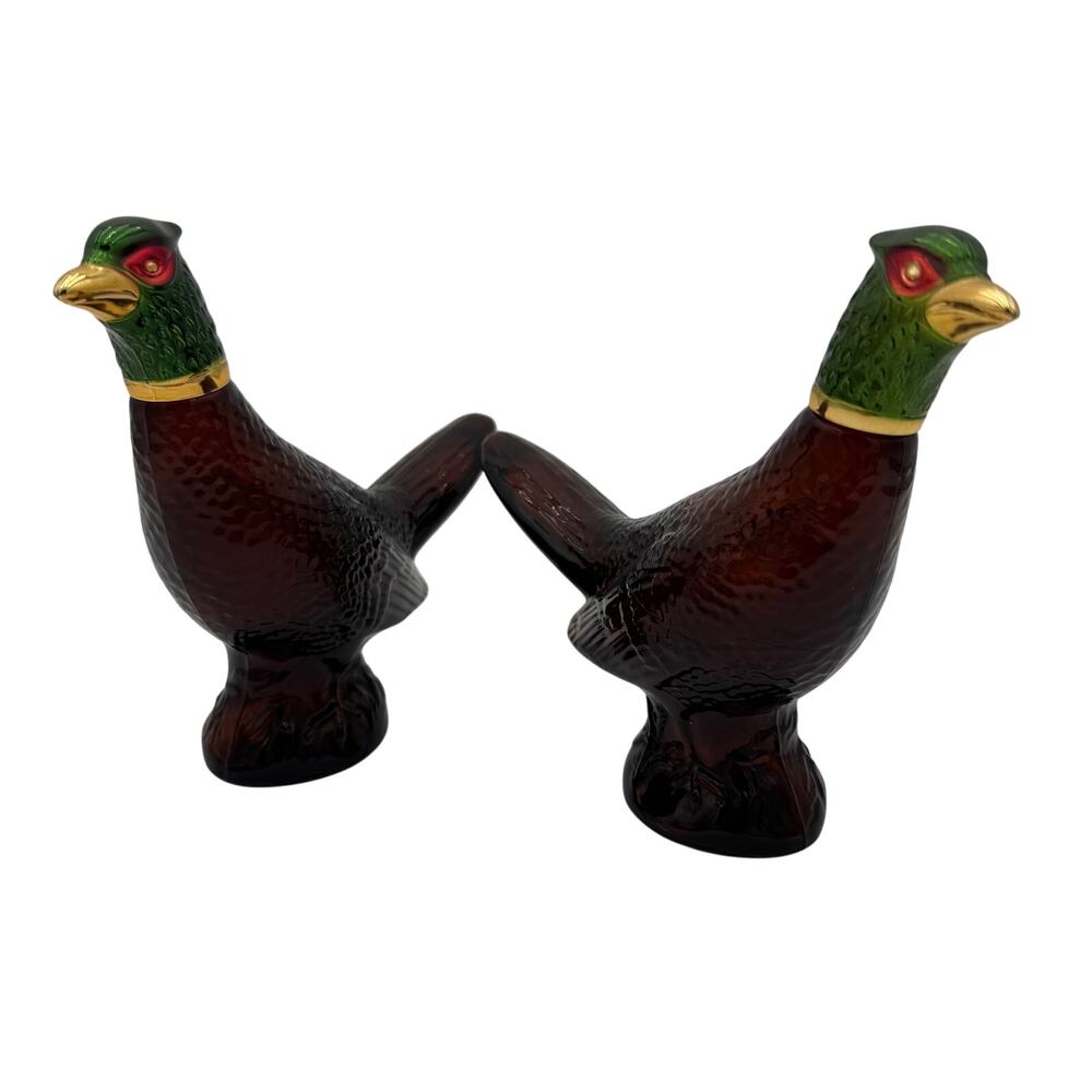 Set of 2 Vintage Avon Pheasant Aftershave Glass Bottles